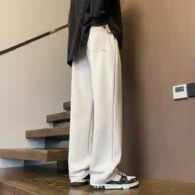太子龍 潮流简约大码松紧绳加肥加大吸湿透气舒适宽松立体直筒裤青少年休闲裤 男款