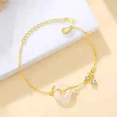 【Lucky幸运花】 周大生 竹节繁花平安扣 繁华似锦招财璀璨闪耀 小众轻奢精致优雅气质浪漫百搭 好运天然 玉髓 手链 男女同款情侣款