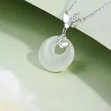 【福运福蝶】 周大生 蝴蝶平安扣吊坠 双碟设计森系甜美可爱小清新精致小众轻奢气质时尚百搭高级感礼盒装#好运 玉髓 项链 男女同款情侣款