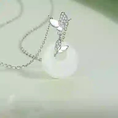 【福运福蝶】 周大生 蝴蝶平安扣吊坠 双碟设计森系甜美可爱小清新精致小众轻奢气质时尚百搭高级感礼盒装#好运 玉髓 项链 男女同款情侣款