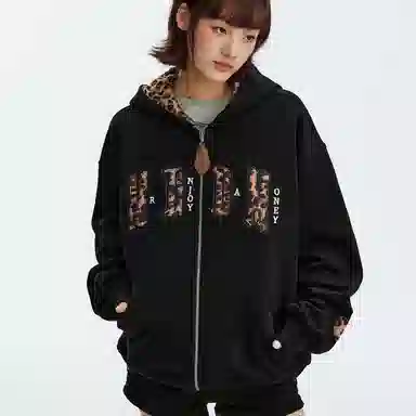 MEDM Leopard Zip Hoodie