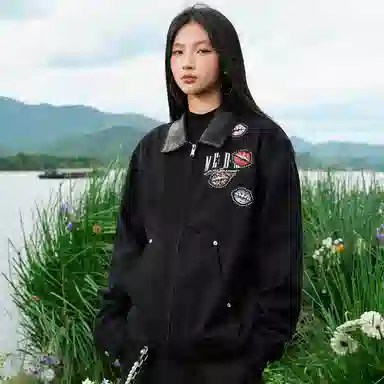 MEDM FW25 Lip Print Beaded Logo Jacket