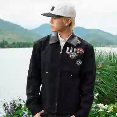 MEDM FW25 Lip Print Beaded Logo Jacket