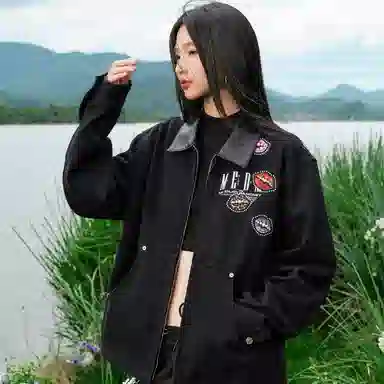 MEDM FW25 Lip Print Beaded Logo Jacket