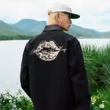 MEDM FW25 Lip Print Beaded Logo Jacket