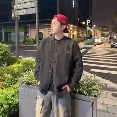 帕丁顿熊 慵懒风美式潮牌排扣开衫针织衫情侣秋季百搭外套冬季简约毛衣 男女同款