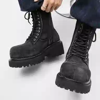 Zhenran 10cm Height Increase Biker Boots