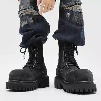 Zhenran 10cm Height Increase Biker Boots