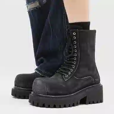 Zhenran 10cm Height Increase Biker Boots