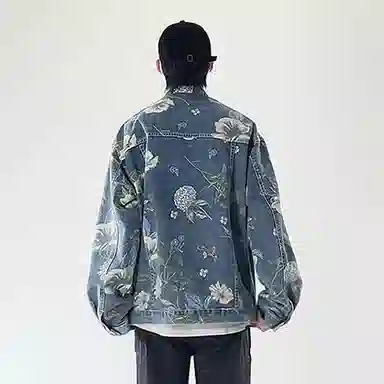 Unknown Brand Floral Print Denim Jacket