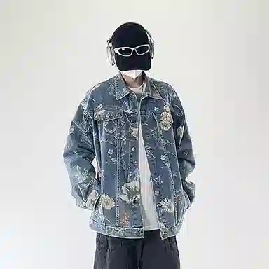 Unknown Brand Floral Print Denim Jacket