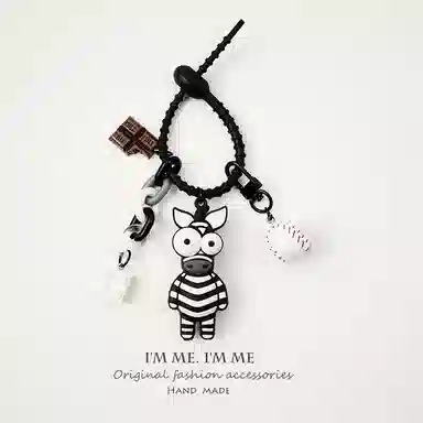 图涂丫 丑萌眼斑马钥匙扣可爱卡通长颈鹿 树脂 挂件 男女同款情侣款