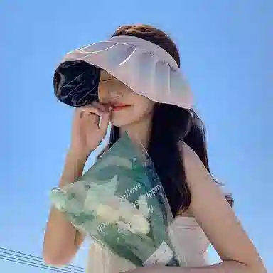 图涂丫 防紫外线贝壳帽遮阳帽太阳帽黑胶彩虹渐变色 涤纶 防晒帽 男女同款情侣款