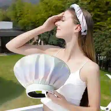 图涂丫 韩版渐变色黑胶贝壳紫外线遮阳 涤纶 防晒帽 男女同款情侣款