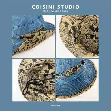 图涂丫 钓鱼复古登山遮阳帽帽子户外防晒遮阳露营 涤纶 渔夫帽 男女同款情侣款