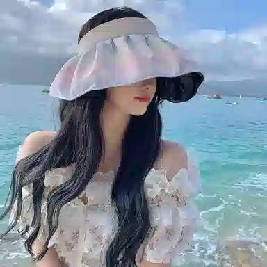 图涂丫 防紫外线贝壳帽遮阳帽太阳帽黑胶彩虹渐变色 涤纶 防晒帽 男女同款情侣款