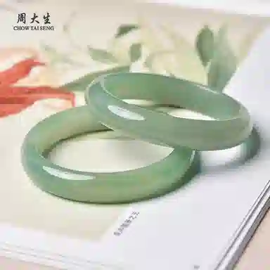 周大生 国风好运 新中式气质古典风优雅温婉大气绿色 晶莹玉润气质美 东陵玉 手镯 女款