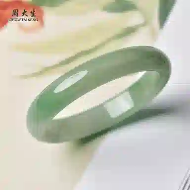 周大生 国风好运 新中式气质古典风优雅温婉大气绿色 晶莹玉润气质美 东陵玉 手镯 女款