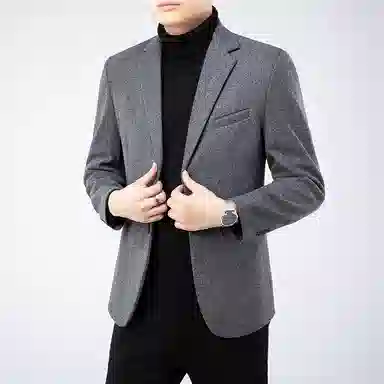 卡丹狄诺 含绵羊毛男士秋冬西服男保暖舒适轻商务休闲百搭秋季纯色单西男西装 男款