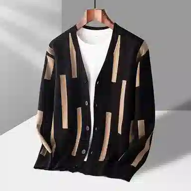 卡丹狄诺 开衫外套羊毛提花针织衫 男款