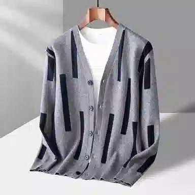 卡丹狄诺 开衫外套羊毛提花针织衫 男款