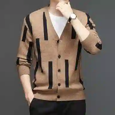 卡丹狄诺 开衫外套羊毛提花针织衫 男款