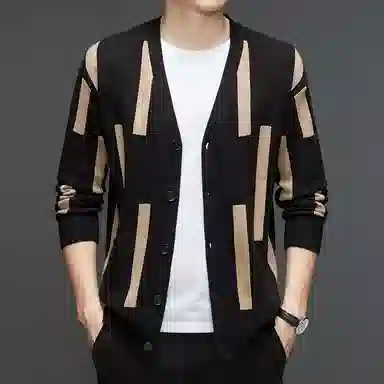 卡丹狄诺 开衫外套羊毛提花针织衫 男款