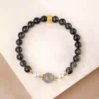 茂琼 简约 时尚补水复古小众高级感 黑发晶 手串 女款