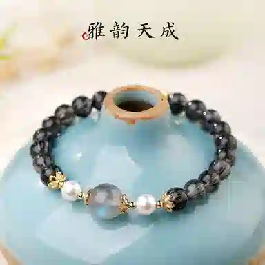 茂琼 简约 时尚补水复古小众高级感 黑发晶 手串 女款