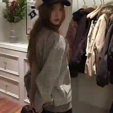 一碗士多  千鸟格撞色翻领格子小众高级设计感无性别主义静默美式复古街头潮流时尚宽松休闲舒适日常城市户外通勤百搭老钱风棒球服 男女同款