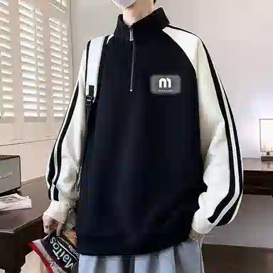 木木兔 美式高街重磅长袖男生秋冬潮流穿搭简约男款冬天时尚轻奢百搭冬季衣服国潮宽松立领学生上衣卫衣 男女同款
