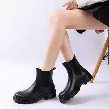 隆鹰 合成革 舒适简约 百搭时尚 切尔西靴 女