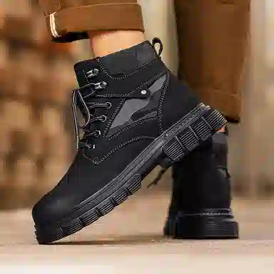 超纤皮 秋冬时尚百搭舒适户外复古厚底增高防滑耐磨 高筒 马丁靴 男款
