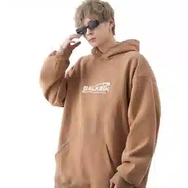 沐诚阳译 连帽潮宽松青少年百搭情侣帽衫卫衣 男女同款