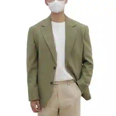 沐诚阳译 外套男士定制水滴袋双珠边米兰眼瀑布袖轻熟风宽松直筒阔腿裤复古休闲西服西装 男款