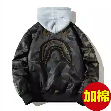 沐诚阳译 潮牌刺绣外套男女学生宽松痞帅飞行员秋冬加厚棒球服棉服夹克 男款