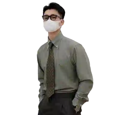 沐诚阳译 纯色合身复古百搭舒适简约设计感翻领长袖衬衫 男款