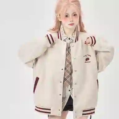 沐诚阳译  美式宽松拼接情侣外套女春秋款设计感小众飞行员夹克棒球服 男女同款