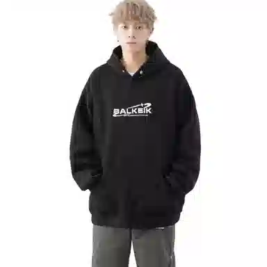 沐诚阳译 连帽潮宽松青少年百搭情侣帽衫卫衣 男女同款