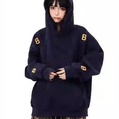 沐诚阳译 美式复古刺绣字母重磅运动宽松 卫衣 男女同款