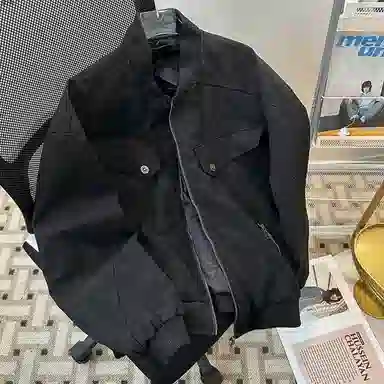 沐诚阳译 美式百搭潮流设计感工装休闲宽松短款男女同款情侣做旧外套夹克 男款