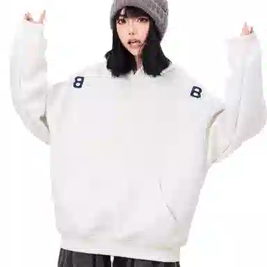 沐诚阳译 美式复古刺绣字母重磅运动宽松 卫衣 男女同款