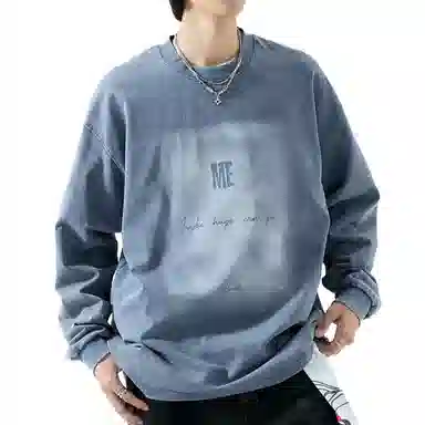 沐诚阳译 复古简约潮扎染渐变字母美式卫衣 男款
