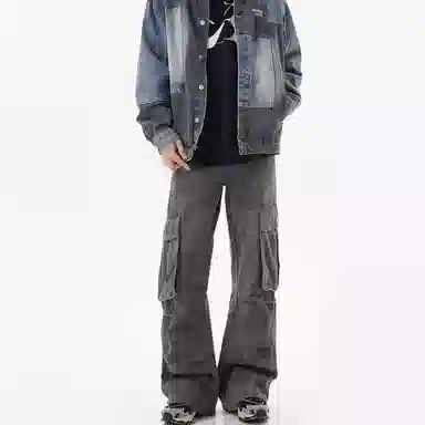 沐诚阳译 美式重工潮牌宽松设计感休闲直筒工装裤 男款