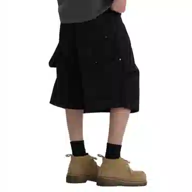 沐诚阳译 阔腿宽松机能七分裤休闲短裤 男款