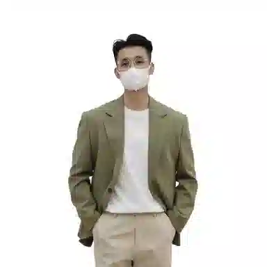 沐诚阳译 外套男士定制水滴袋双珠边米兰眼瀑布袖轻熟风宽松直筒阔腿裤复古休闲西服西装 男款