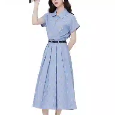 小卷要加油 韩系穿搭时尚短袖连衣裙 女款