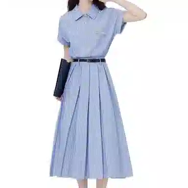 小卷要加油 韩系穿搭时尚短袖连衣裙 女款