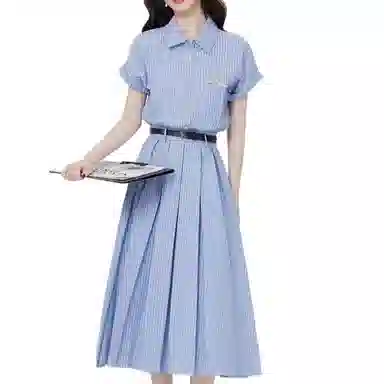 小卷要加油 韩系穿搭时尚短袖连衣裙 女款