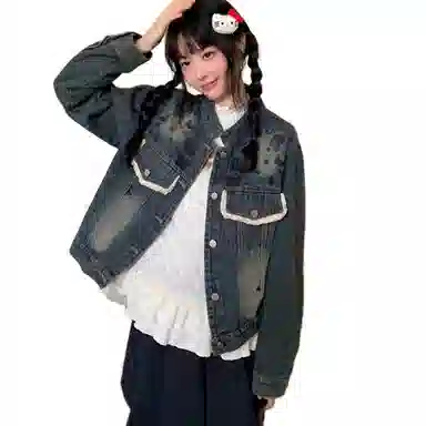 苏九儿 动物图案宽松长袖牛仔外套 女款